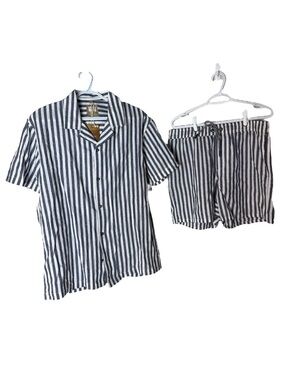 LIN LINEN COLLECTION POINT ZERO New Men’s 2pc Set Shorts Button Down Shirt Large
